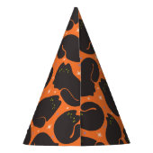 Retro-Schwarze Katze in Orange Partyhütchen (Rückseite)