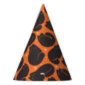 Retro-Schwarze Katze in Orange Partyhütchen (Links)