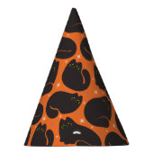 Retro-Schwarze Katze in Orange Partyhütchen (Rechts)