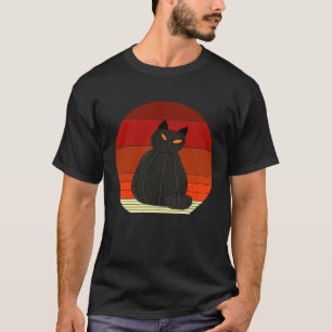 Retro schwarze Katze Kürbis Halloween für Kinder M T-Shirt