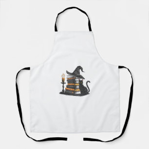 Retro schwarze Katze liest Buch Vintage Halloween Schürze