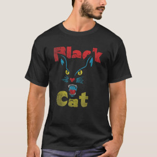 Retro schwarze Katze Retro Feuerwerk Vintage Hallo T-Shirt