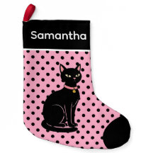 Retro Schwarze Katze Rosa Strumpf