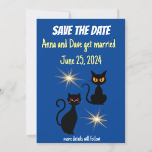 Retro-schwarze Katzen mit Sternenexplosion/Vorankü Einladung