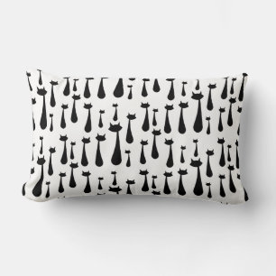 Retro schwarze Katzen-Silhouette-atomarmuster Lendenkissen