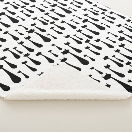 Retro schwarze Katzen-Silhouette-atomarmuster Sherpadecke (3/4)