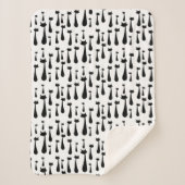 Retro schwarze Katzen-Silhouette-atomarmuster Sherpadecke (Vorderseite)