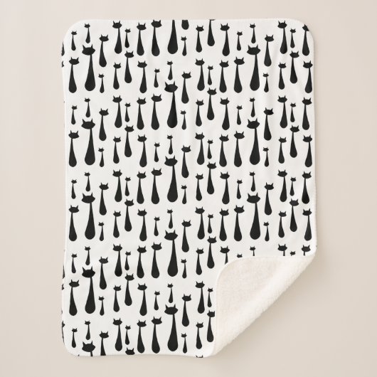 Retro schwarze Katzen-Silhouette-atomarmuster Sherpadecke (Vorderseite)