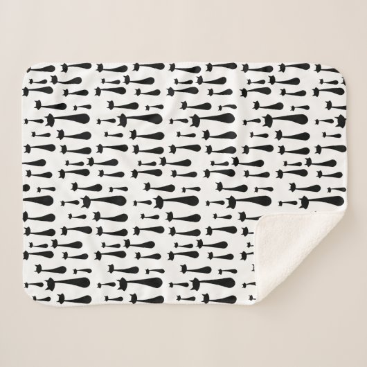 Retro schwarze Katzen-Silhouette-atomarmuster Sherpadecke (Vorderseite (Horizontal))