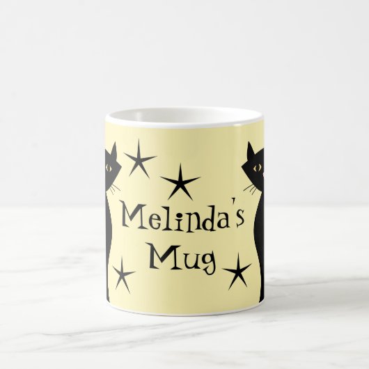 Retro Schwarze Katzen, sonntagelb Kaffeetasse (Mittel)