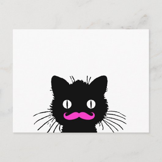 RETRO SCHWARZE KATZFUNNIERENDE PINKMUSTACHE POSTKARTE (Vorderseite)