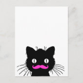 RETRO SCHWARZE KATZFUNNIERENDE PINKMUSTACHE POSTKARTE (Vorderseite)