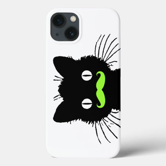 RETRO SCHWARZE KATZFUNNLIME GREEN MUSTACHE Case-Mate iPhone HÜLLE (Rückseite)