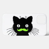 RETRO SCHWARZE KATZFUNNLIME GREEN MUSTACHE Case-Mate iPhone HÜLLE (Rückseite (Horizontal))