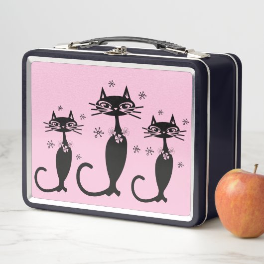 RETRO SCHWARZE KATZPINK METAL LUNCHBOXE METALL BROTDOSE (Beispiel)