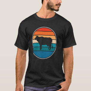 Retro Schwarze Kuh im Vintage-Stil süße Rinder T-Shirt