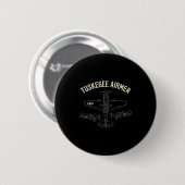 Retro schwarze Luftwaffenpiloten schwarze Geschich Button (Vorne & Hinten)