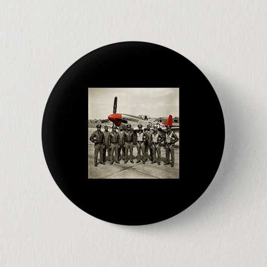 Retro schwarze Luftwaffenpiloten schwarze Geschich Button (Vorderseite)