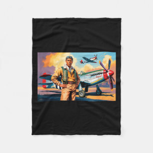 Retro Schwarze Luftwaffenpiloten Schwarze Geschich Fleecedecke
