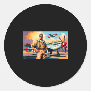 Retro Schwarze Luftwaffenpiloten Schwarze Geschich Runder Aufkleber