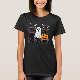Retro schwarze Mieze Katze Kürbis Halloween-Katze T-Shirt