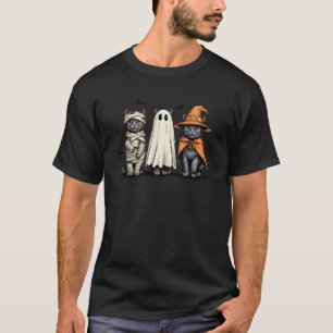 Retro schwarze Miezekatze Kürbis Halloween-Kätzche T-Shirt