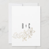 Retro Schwarze Typografie Weißgold Blumenhochzeit Einladung (Rückseite)