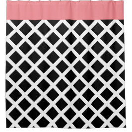 Retro schwarze u. weiße rosa Grenze des Duschvorhang