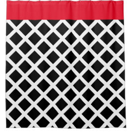 Retro schwarze u. weiße Rot-Grenze des Duschvorhang