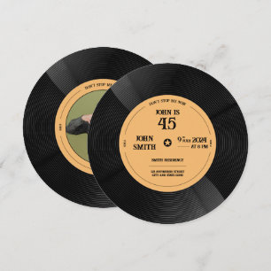 Retro-Schwarze Vinyl-LP-Geburtstagseinladung Einladung