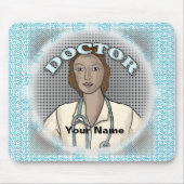 Retro-schwarze weibliche Ärztin Mousepad (Vorne)