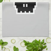 Retro schwarzer 8-Bitschädel Handtuch (Gefaltet)