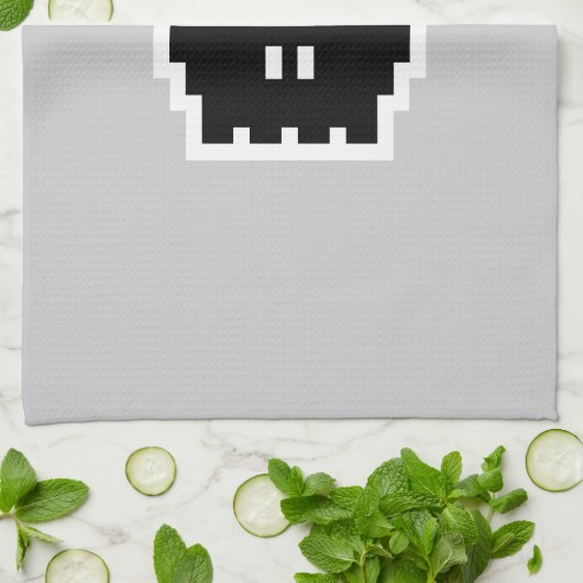 Retro schwarzer 8-Bitschädel Handtuch (Gefaltet)