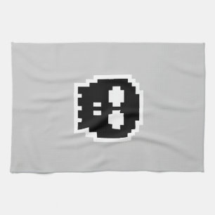 Retro schwarzer 8-Bitschädel Handtuch