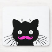 RETRO SCHWARZER LUSTIGER ROSA SCHNURRBART CAT MOUSEPAD (Vorne)