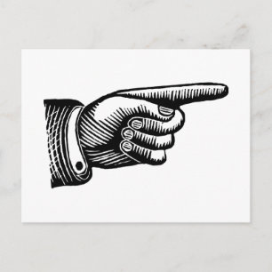 Retro schwarzer und weißer zeigender Finger Postkarte