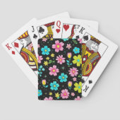 Retro Schwarzes farbenfrohes Blumenmuster Geburtst Spielkarten (Rückseite)