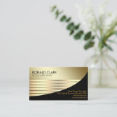 Retro schwarzes Goldmetallfinanziellberufliches Visitenkarte (Stehend Vorderseite)