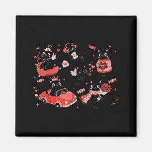 Retro schwarzes Katzenherz Valentinstag Süße Katze Magnet