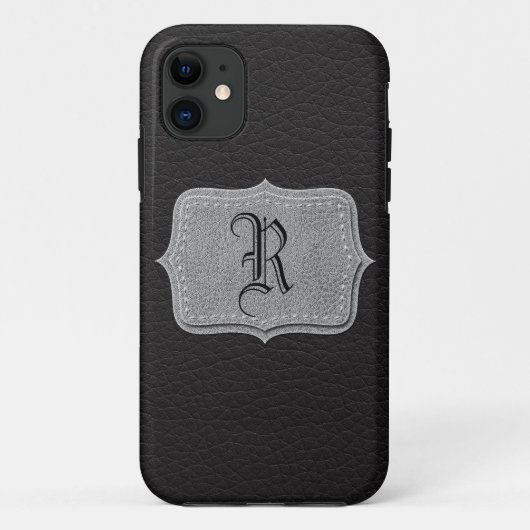 Retro schwarzes ledernes personalisiertes Case-Mate iPhone hülle (Rückseite)