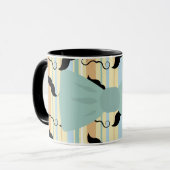 Retro schwarzes Lenkstangen-Schnurrbart Bowtie Tasse (Vorderseite Links)