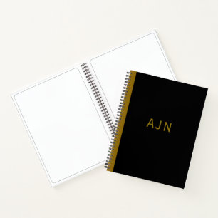 Retro-Schwarzes monogrammiertes Skizzenbuch-Gesche Notizblock