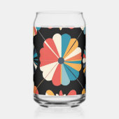 Retro Schwarzes Regenbogen geometrisches Blumenmus Dosenglas (Links)