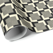 Retro Schwarzes u. TAN-Muster Geschenkpapier (Rolleneckpunkt)