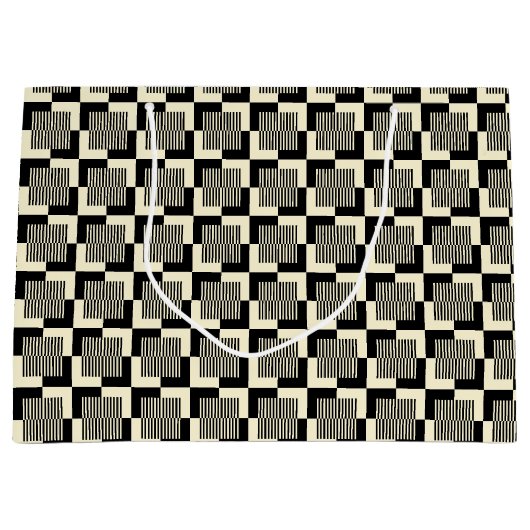 Retro Schwarzes u. TAN-Muster Große Geschenktüte (Vorderseite)