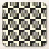 Retro Schwarzes u. TAN-Muster Rechteckiger Pappuntersetzer (Vorderseite)