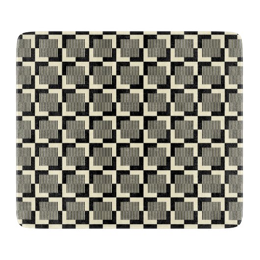 Retro Schwarzes u. TAN-Muster Schneidebrett (Vorderseite)