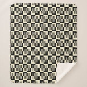 Retro Schwarzes u. TAN-Muster Sherpadecke