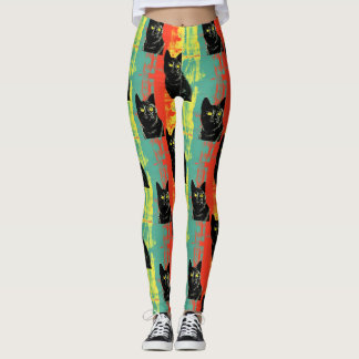 Retro-Schwarzkatzen-Muster-Leggings Leggings