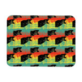 Retro Schwarzkatzenmuster  Magnet (Horizontal)